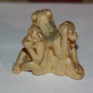 Vtg Chinese Soapstone Carving of Monkeys See No Evil Hear No Evil Speak No Evil